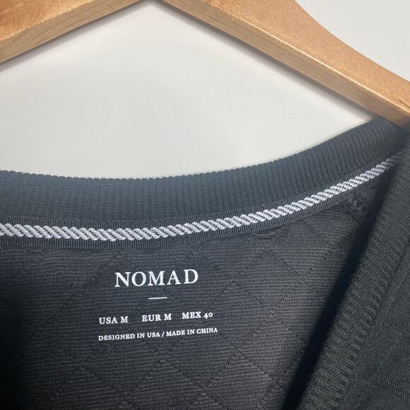 Nomad Sweater Mens Medium Black Pullover Quilted Pattern Raglan Sleeve Crew Neck - Picture 3 of 6